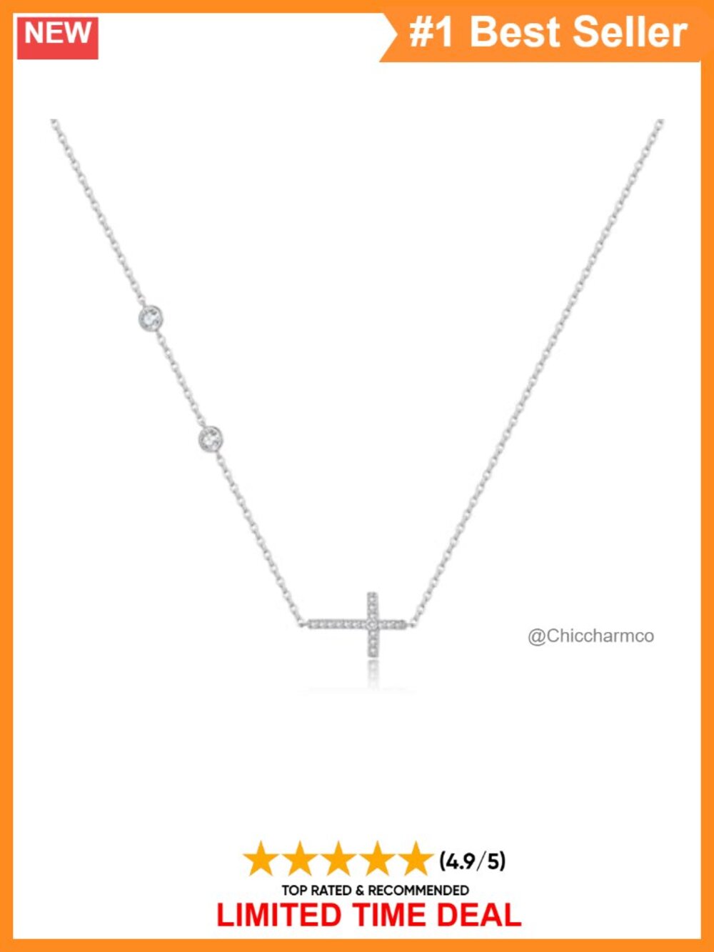 Dainty Cross Necklace 925 Sterling Silver Gold Plated Crucifix Pendant